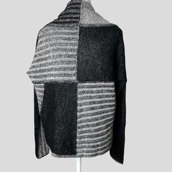 Cabi Womens Cardigan Patchwork Sweater SZ M Wool Blend Open Front Mixed Pattern - Picture 6 of 11